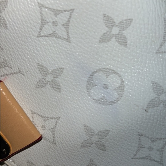 White Monogram Inspired By Louis Vuittin Crossbody Bag w/ Strap & Coin Pouch - Picture 13 of 13